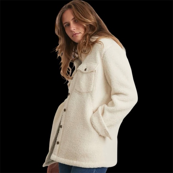 NWT MARINE LAYER EDEN SHERPA IVORY OVERSHIRT SIZE SMALL - Picture 3 of 7